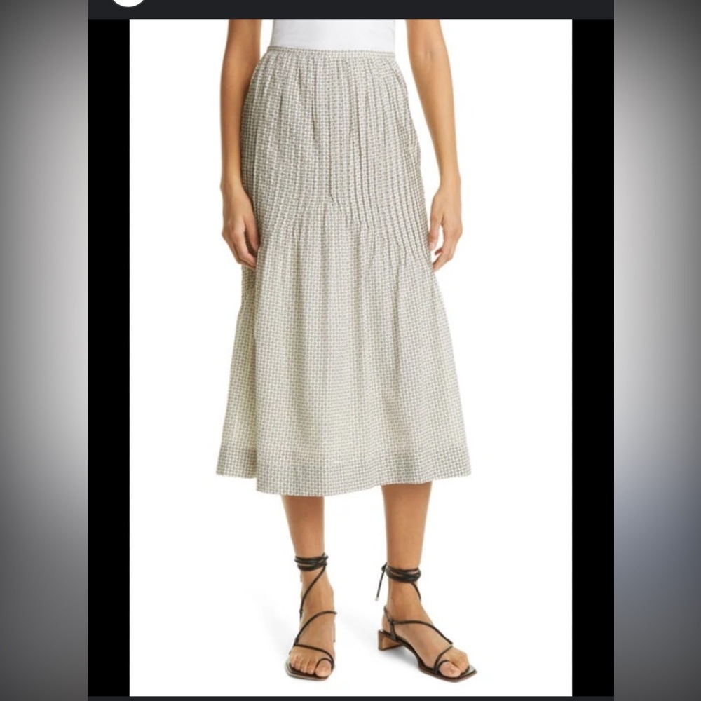 Rebecca Taylor Cream and Black Patterned Midi Skirt
